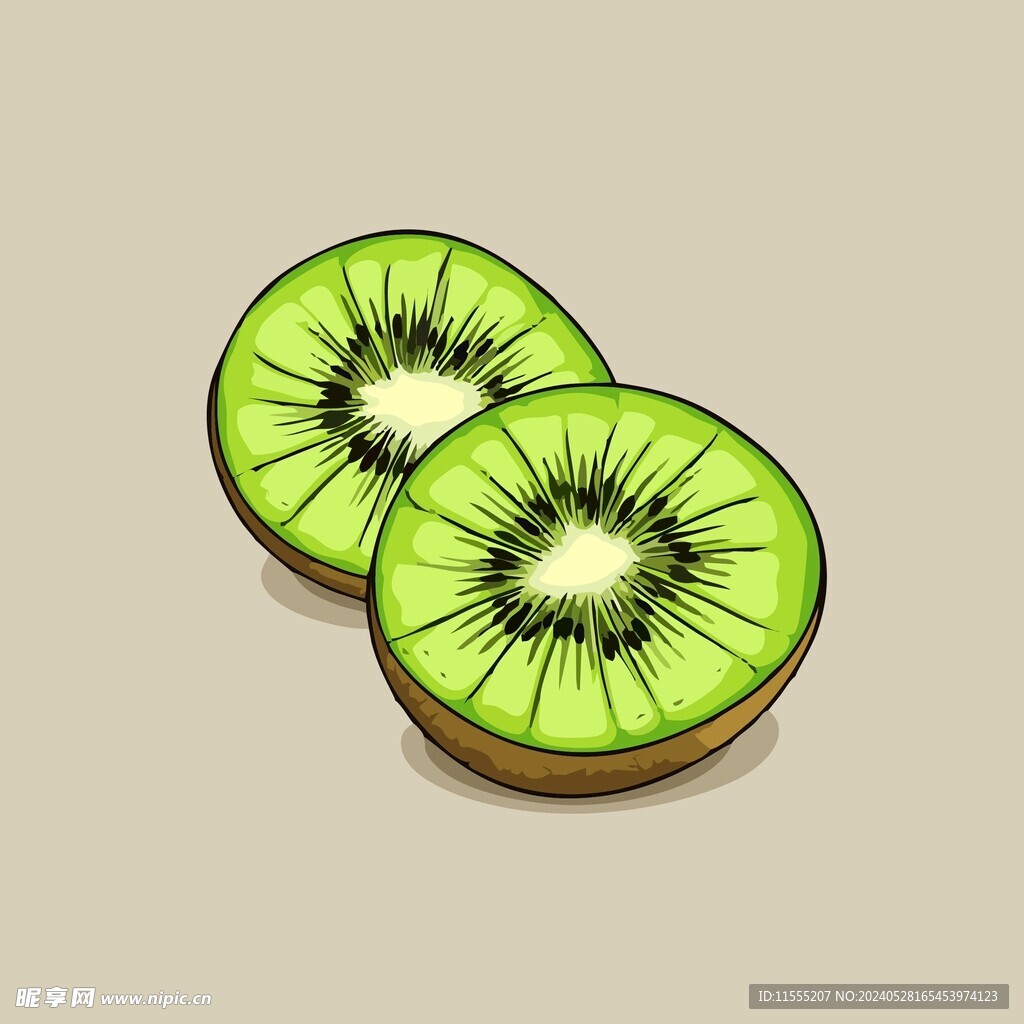 猕猴桃水果手绘矢量插画