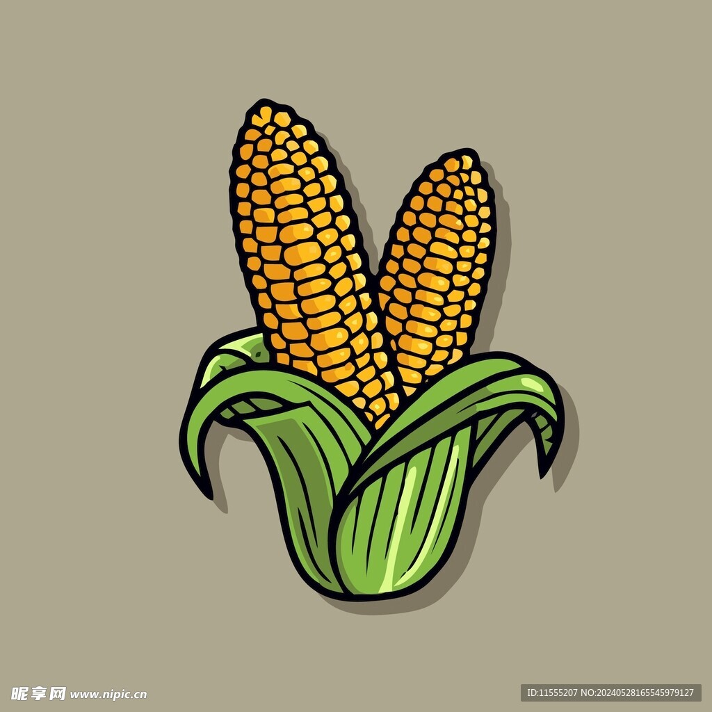 美味玉米蔬菜手绘矢量插画