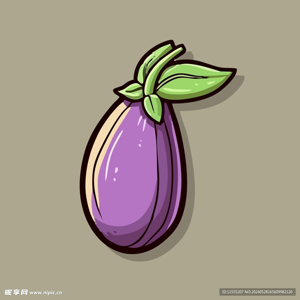 手绘茄子卡通蔬菜矢量插画
