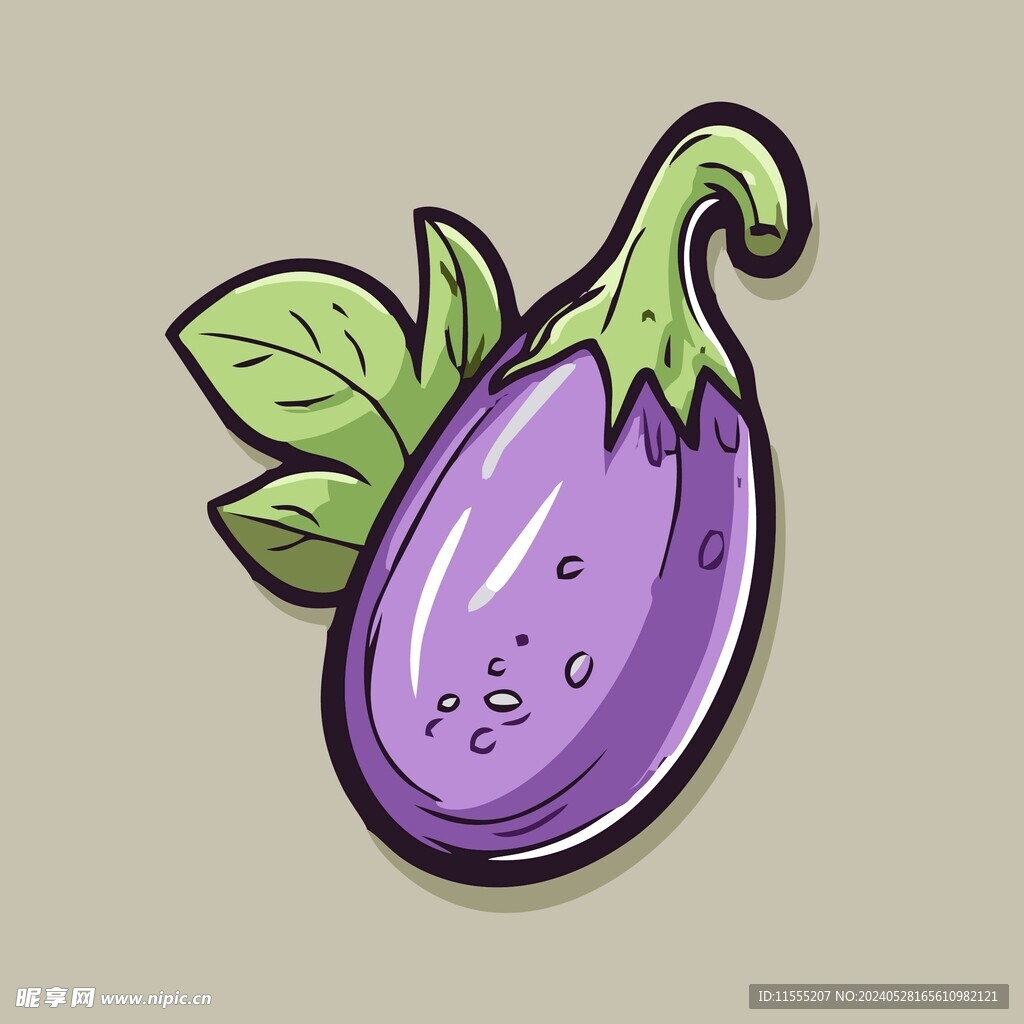 手绘茄子卡通蔬菜矢量插画