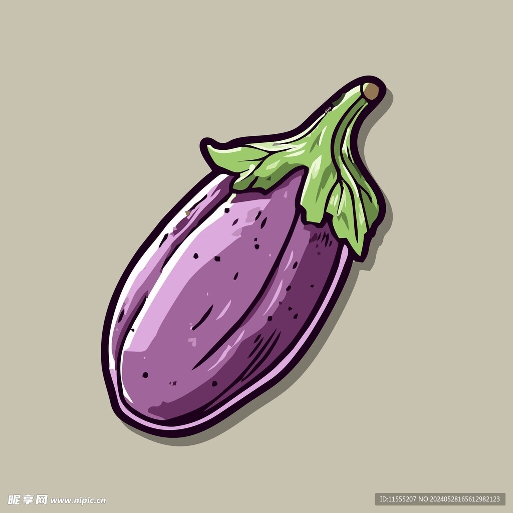 手绘茄子卡通蔬菜矢量插画