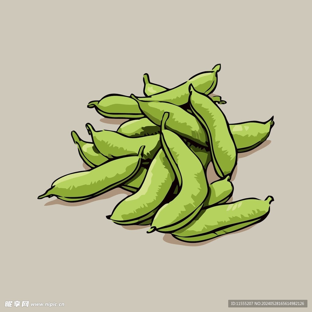手绘豆角卡通蔬菜矢量插画