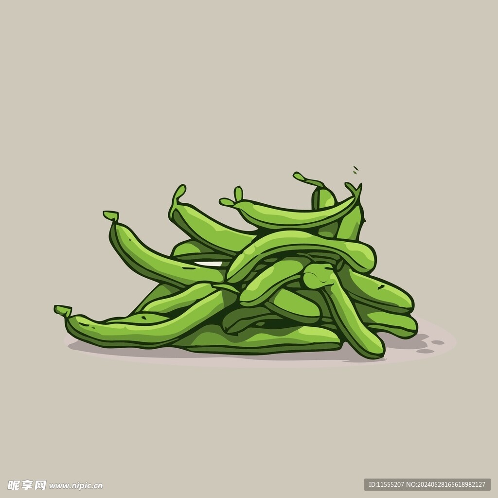 手绘豆角卡通蔬菜矢量插画