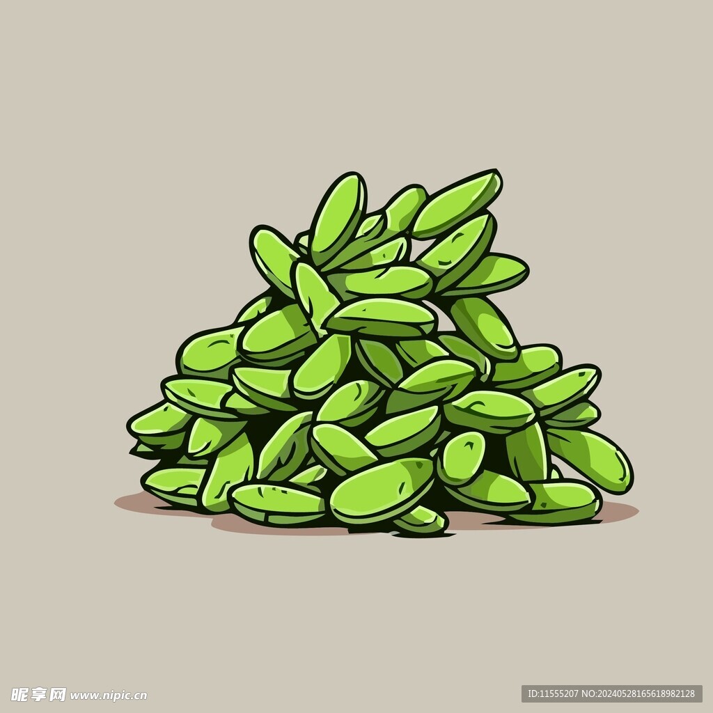 手绘黄豆瓣卡通蔬菜矢量插画