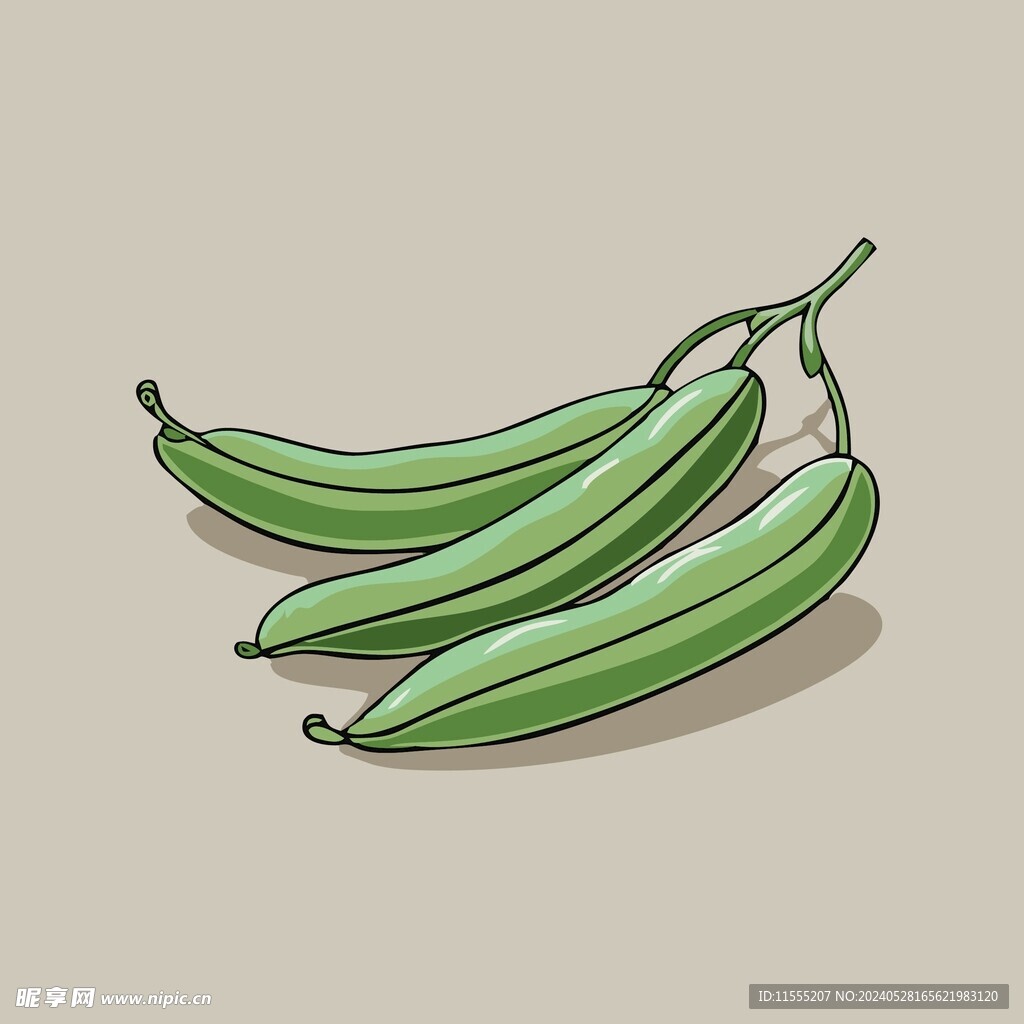 手绘四季豆卡通蔬菜矢量插画