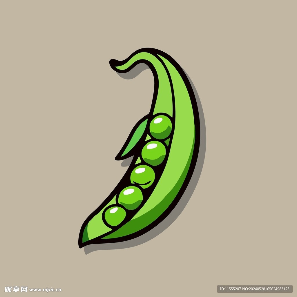 手绘绿豆卡通蔬菜矢量插画