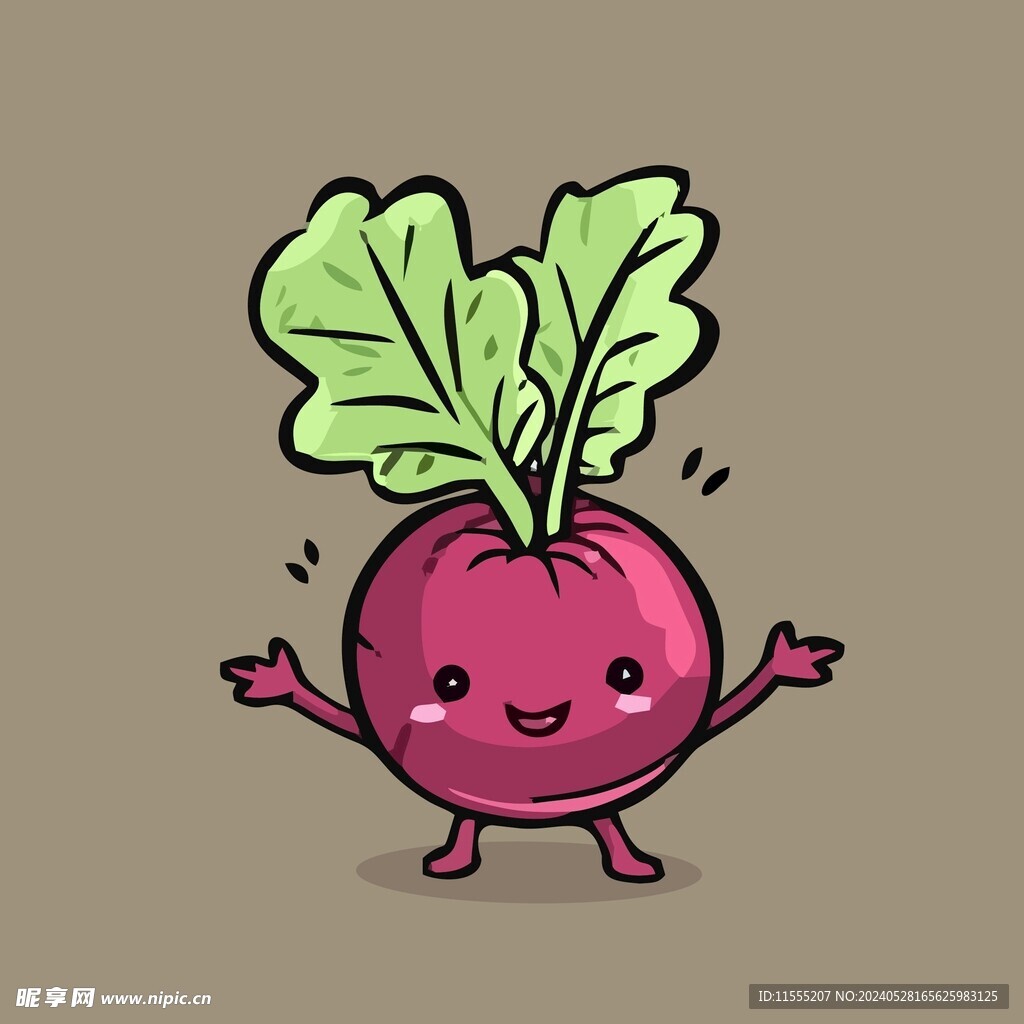 手绘萝卜卡通蔬菜矢量插画