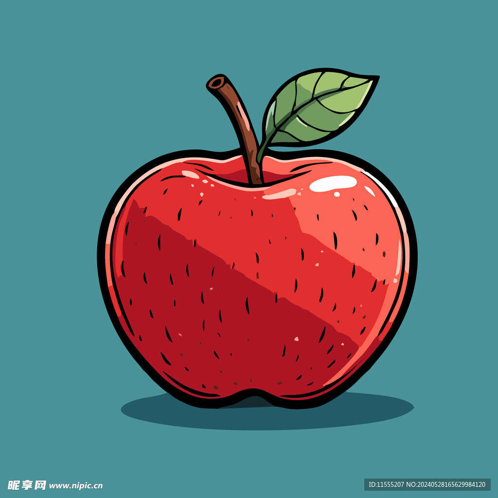 手绘苹果卡通水果矢量插画