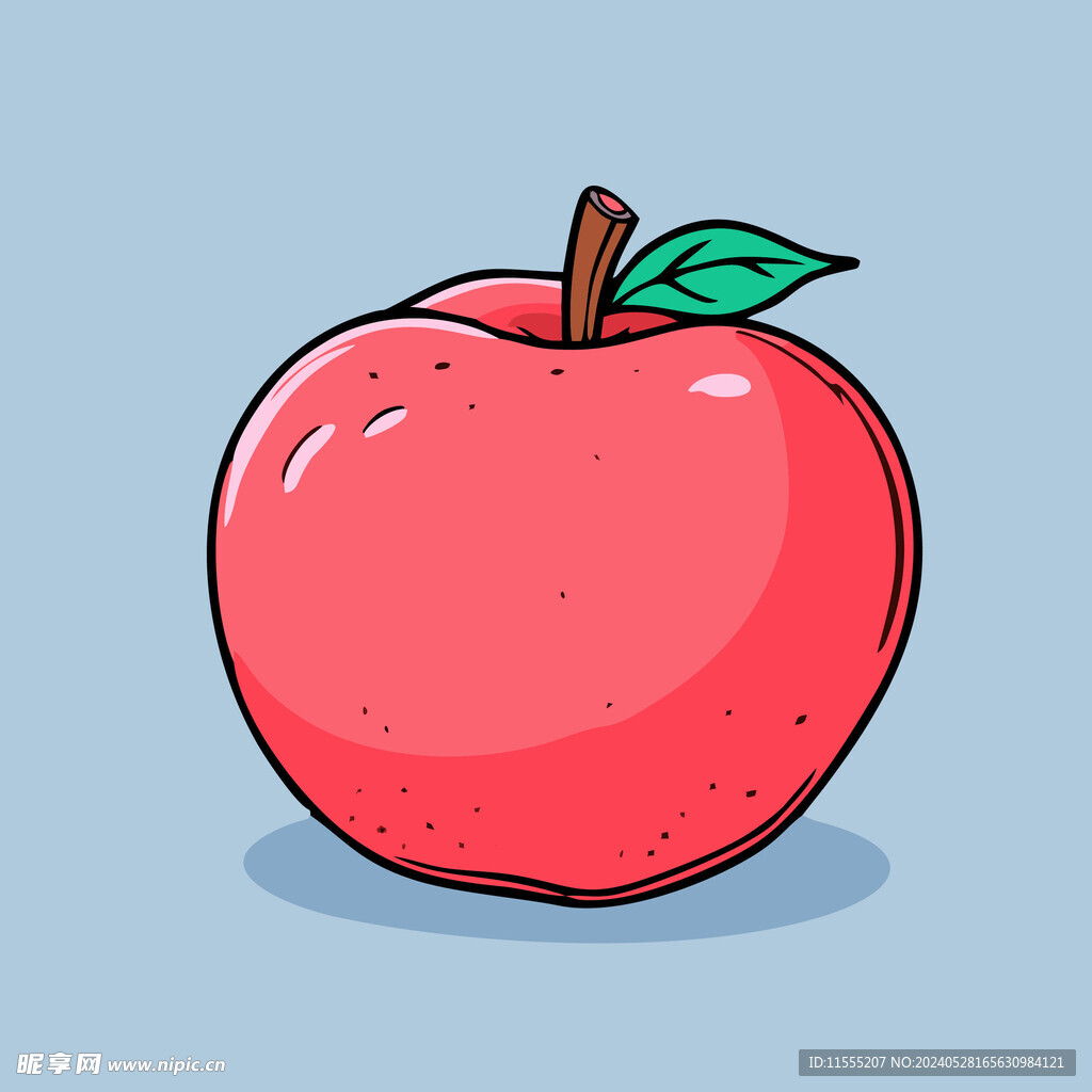 手绘苹果卡通水果矢量插画