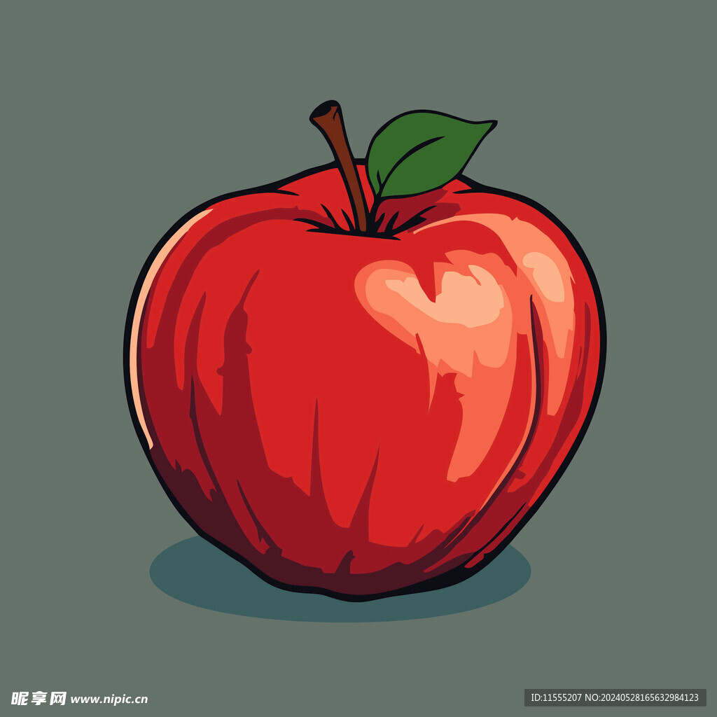 手绘苹果卡通水果矢量插画