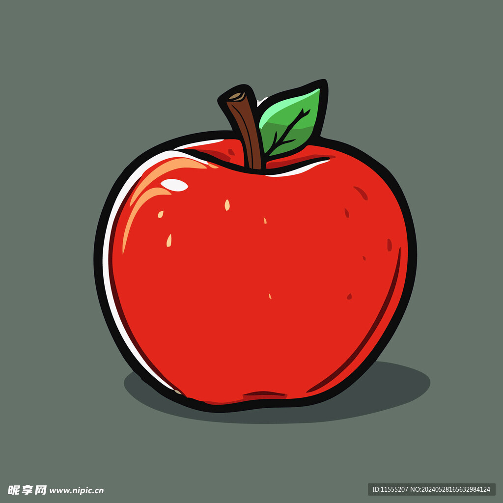 手绘苹果卡通水果矢量插画