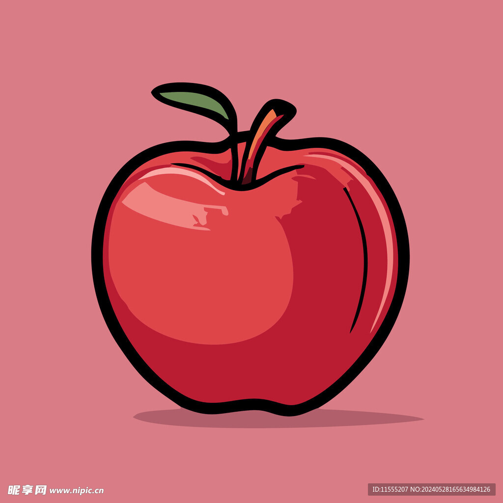 手绘苹果卡通水果矢量插画