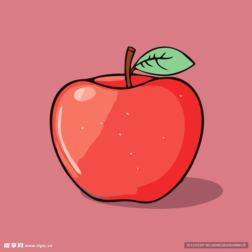 手绘苹果卡通水果矢量插画