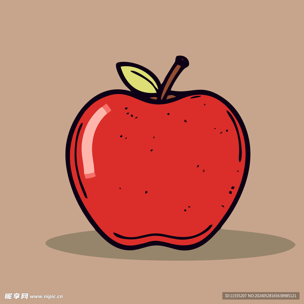 手绘苹果卡通水果矢量插画
