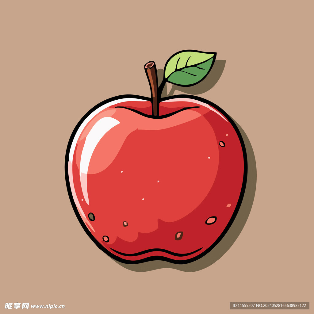 手绘苹果卡通水果矢量插画