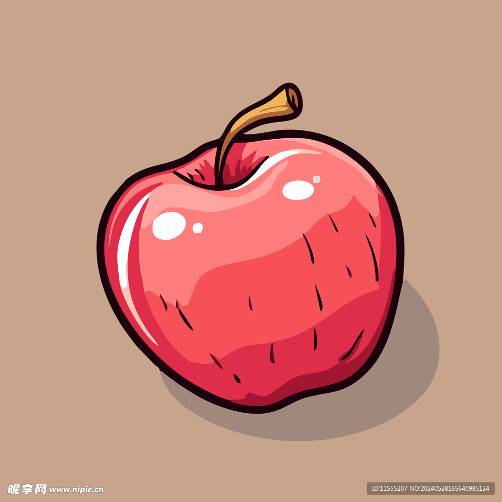 手绘苹果卡通水果矢量插画