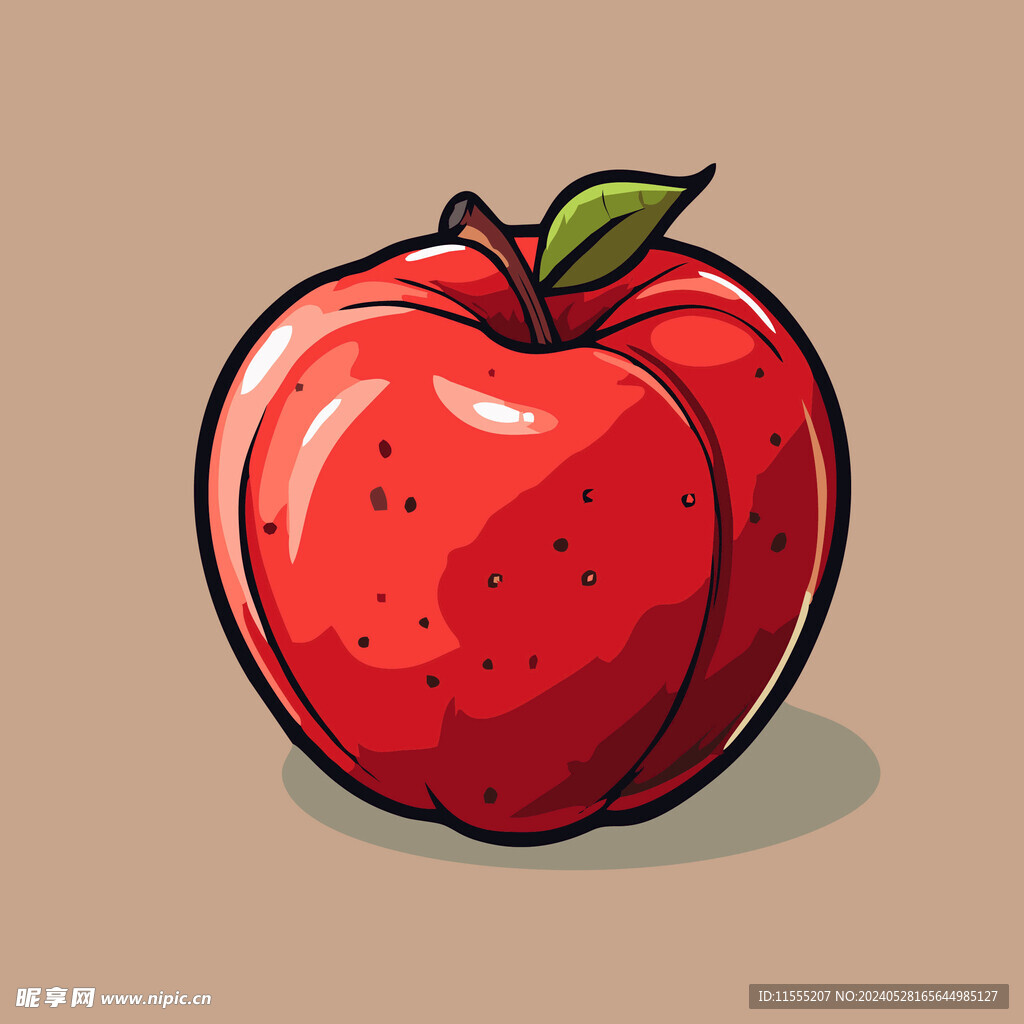 手绘苹果卡通水果矢量插画