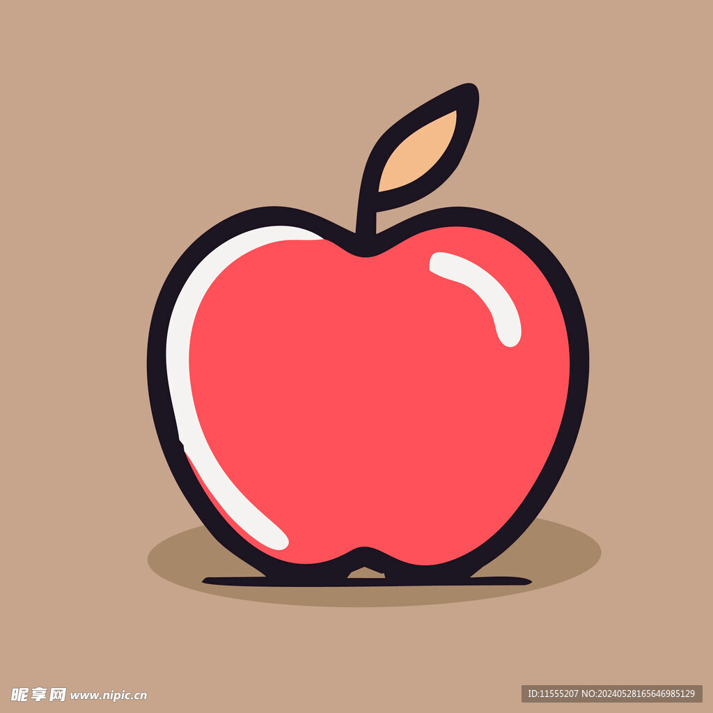 手绘苹果卡通水果矢量插画