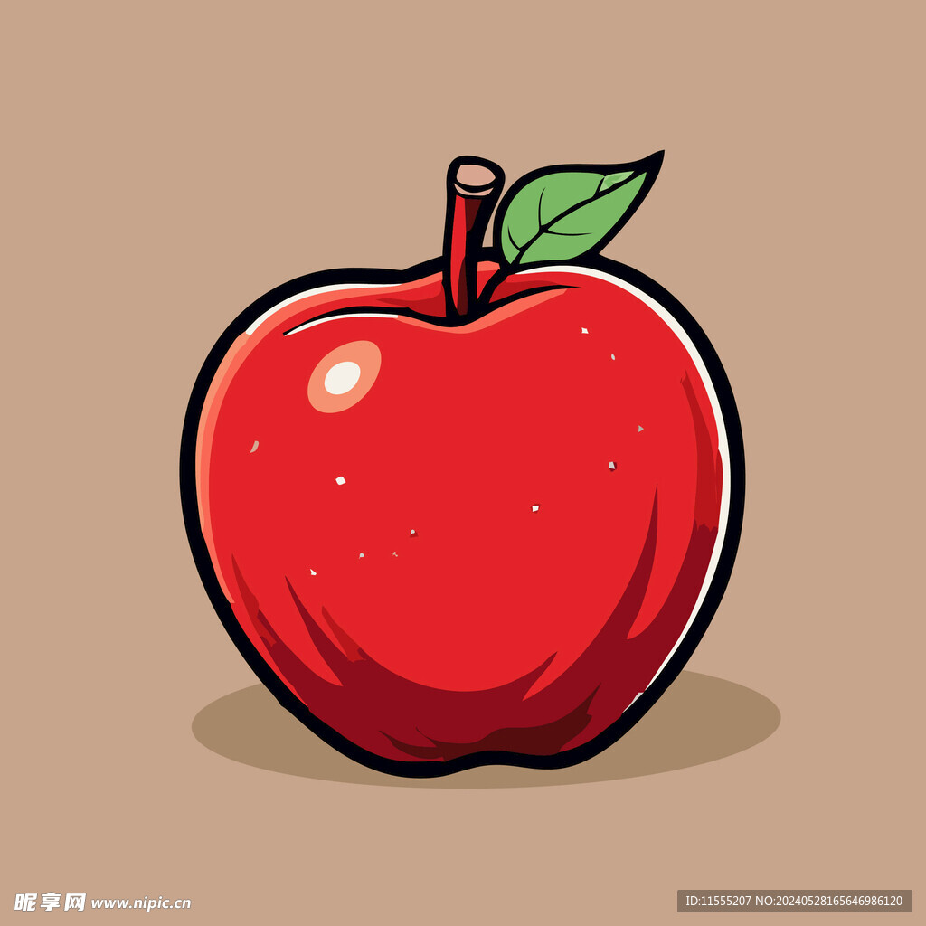 手绘苹果卡通水果矢量插画