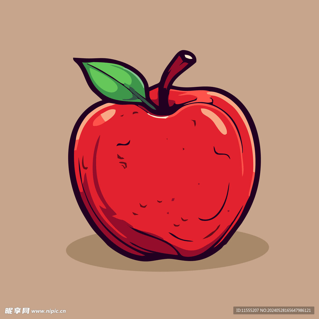 手绘苹果卡通水果矢量插画