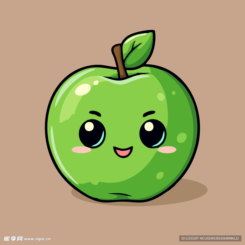 手绘苹果卡通水果矢量插画