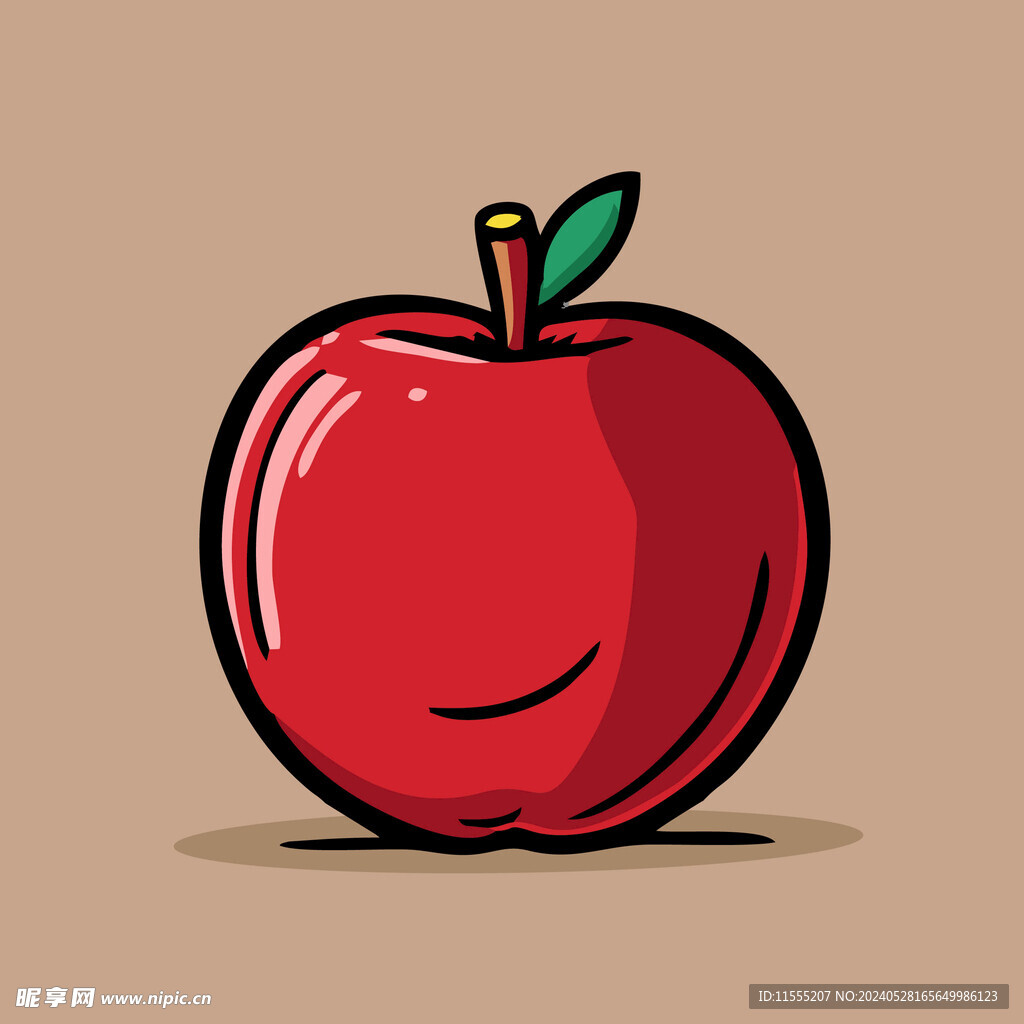 手绘苹果卡通水果矢量插画