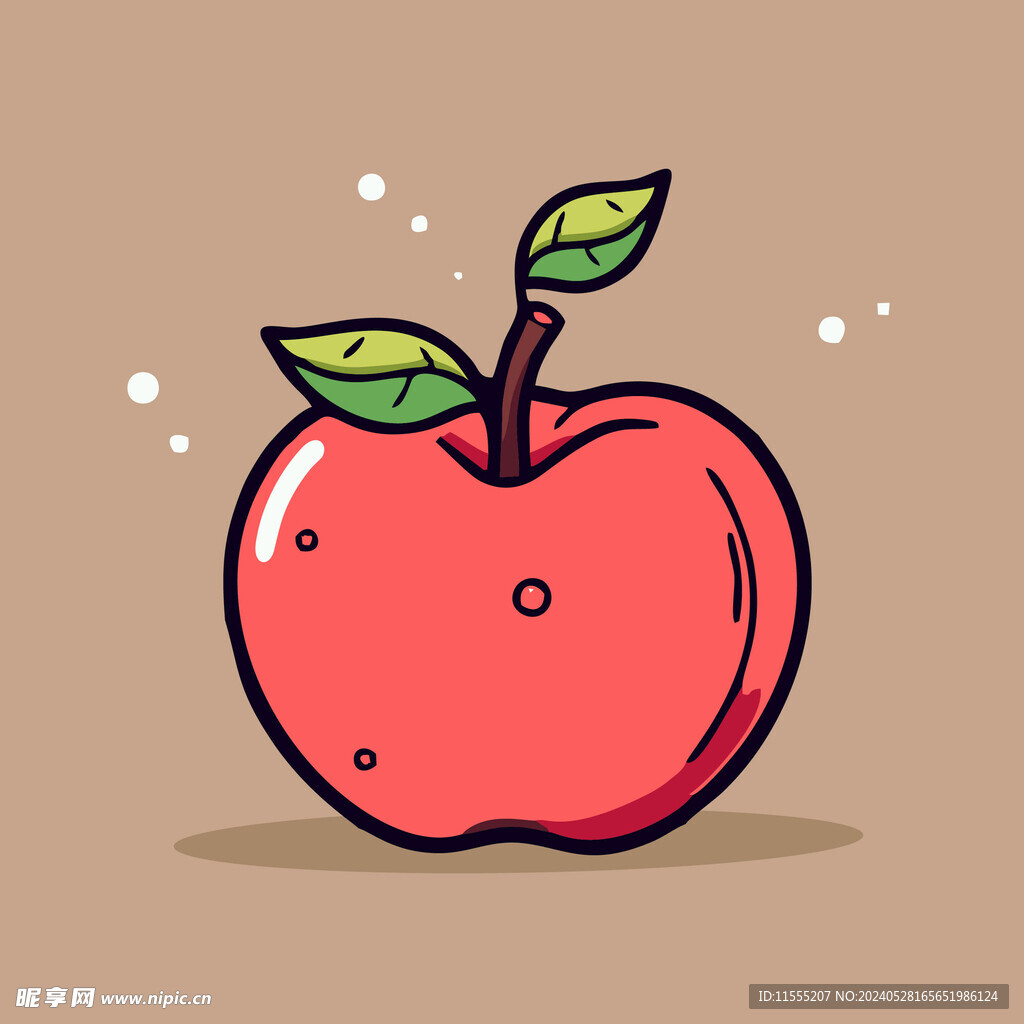 手绘苹果卡通水果矢量插画