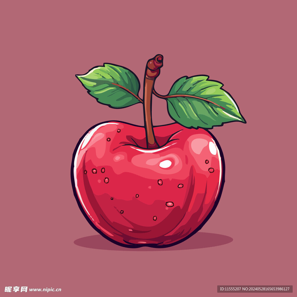 手绘苹果卡通水果矢量插画