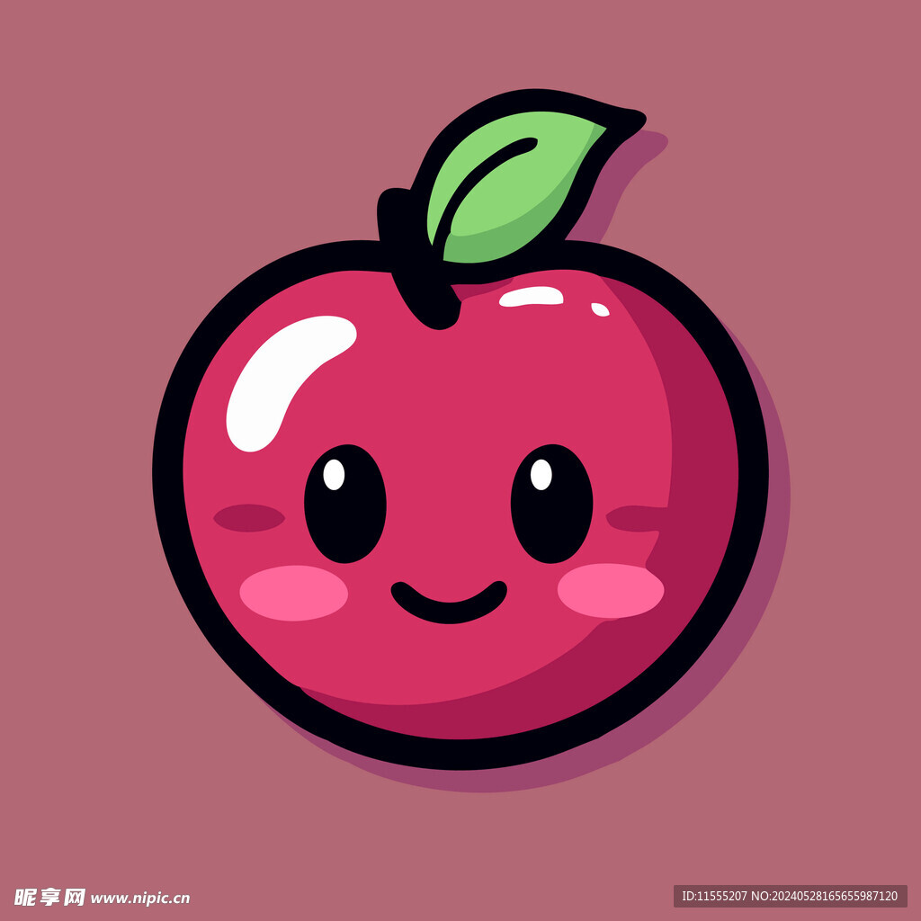 手绘樱桃卡通水果矢量插画