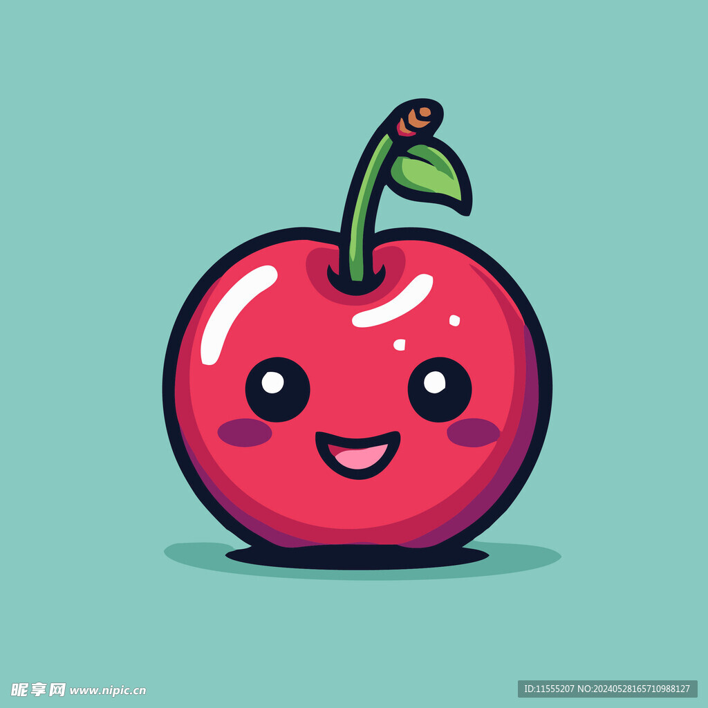 手绘樱桃卡通水果矢量插画