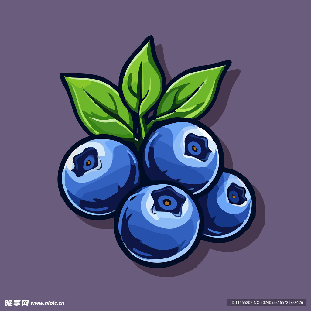 手绘蓝莓水果矢量插图卡通美食