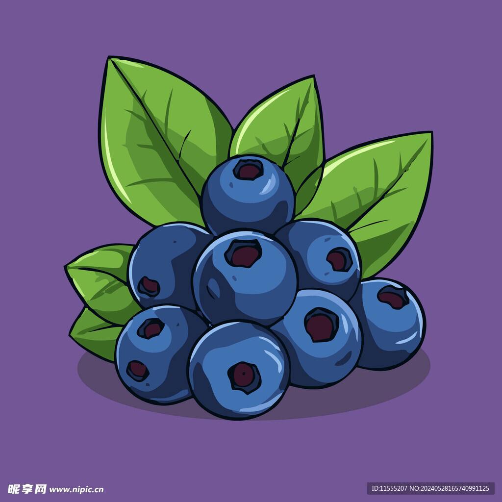 手绘蓝莓水果矢量插图卡通美食
