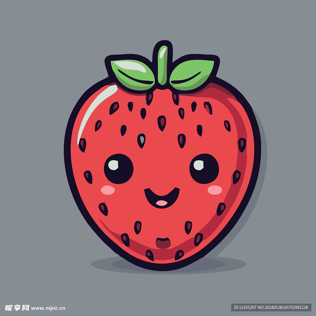 手绘草莓水果矢量插图卡通美食