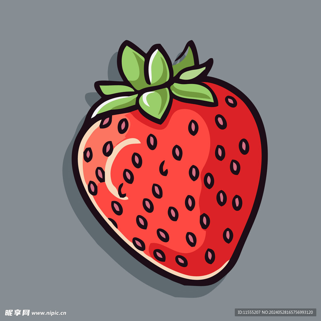 手绘草莓水果矢量插图卡通美食