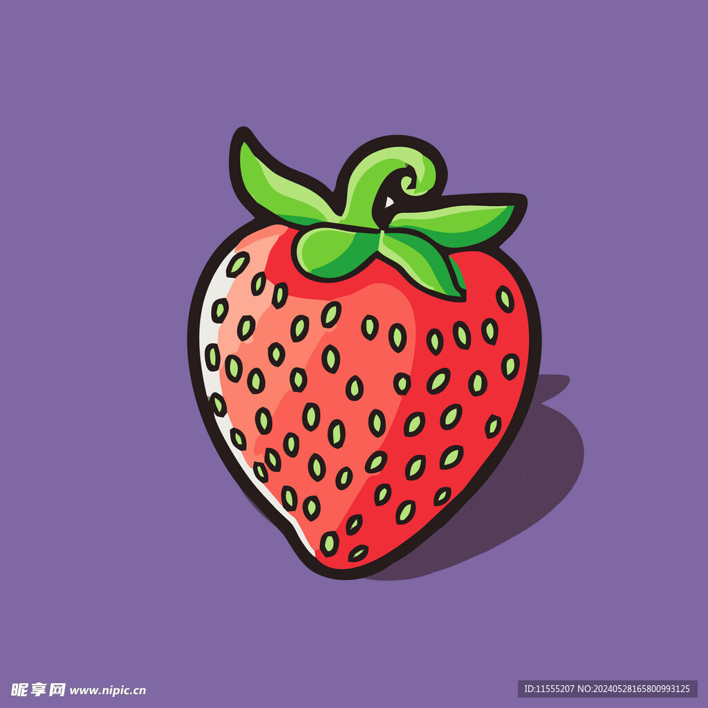 手绘草莓水果矢量插图卡通美食