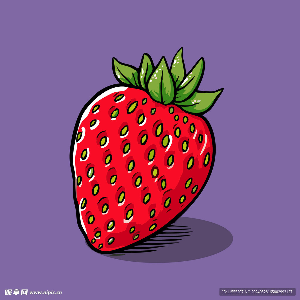 手绘草莓水果矢量插图卡通美食
