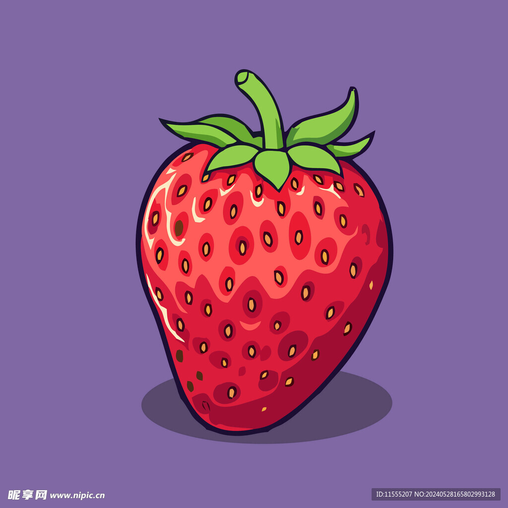 手绘草莓水果矢量插图卡通美食