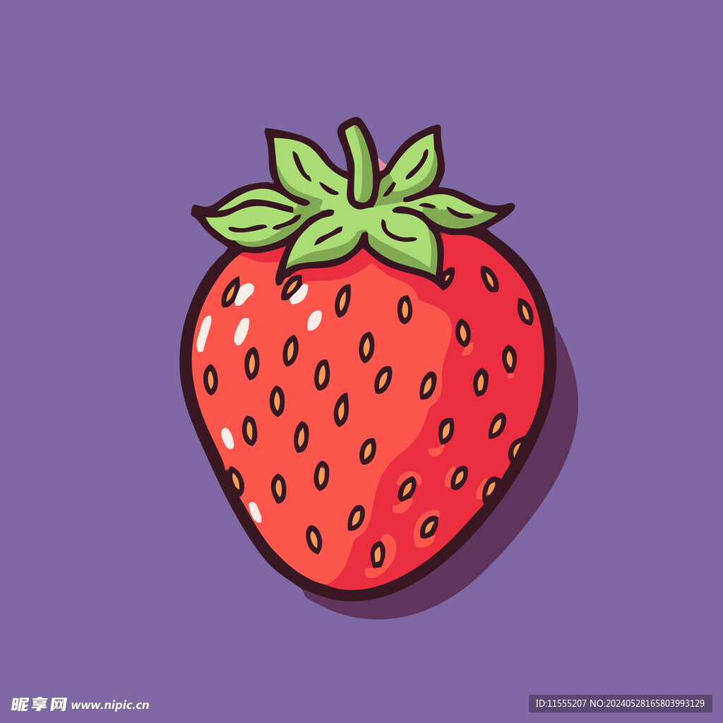手绘草莓水果矢量插图卡通美食