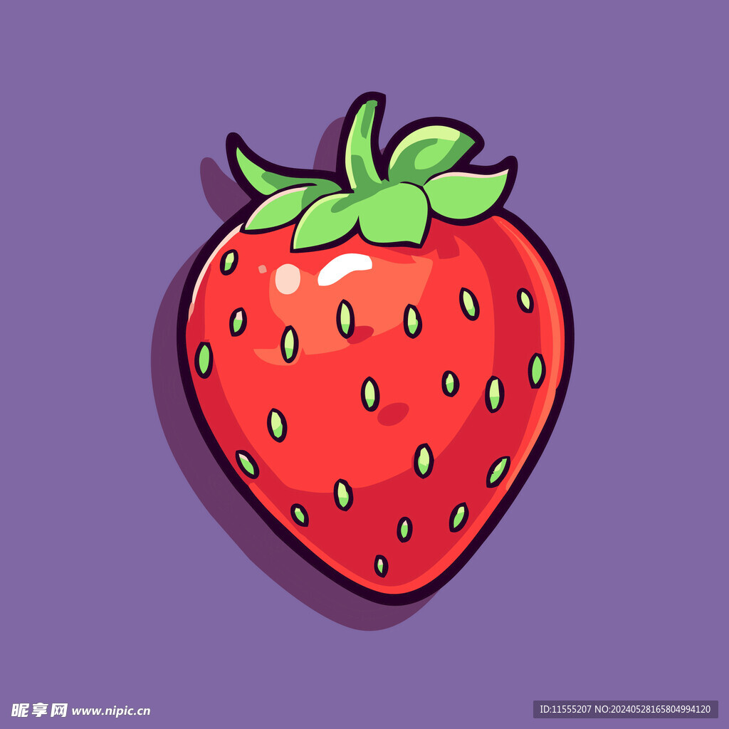 手绘草莓水果矢量插图卡通美食