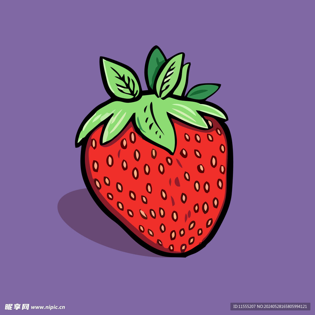 手绘草莓水果矢量插图卡通美食