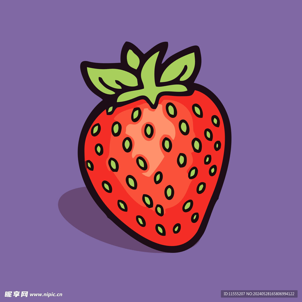 手绘草莓水果矢量插图卡通美食