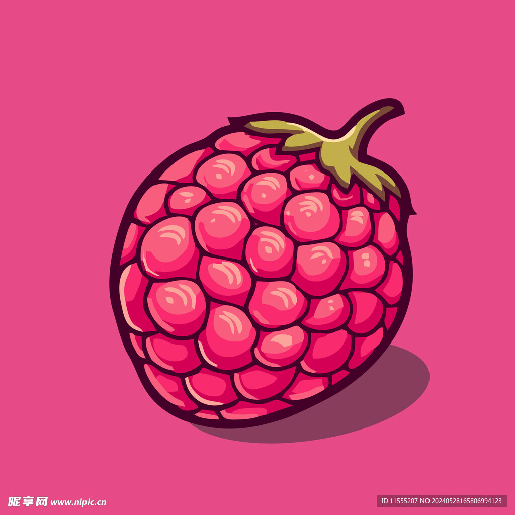 手绘树莓水果矢量插图卡通美食