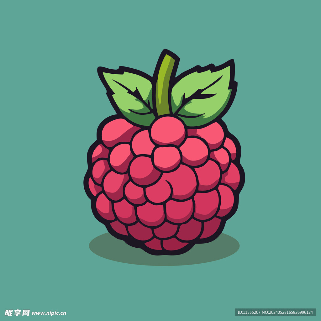 手绘树莓水果矢量插图卡通美食