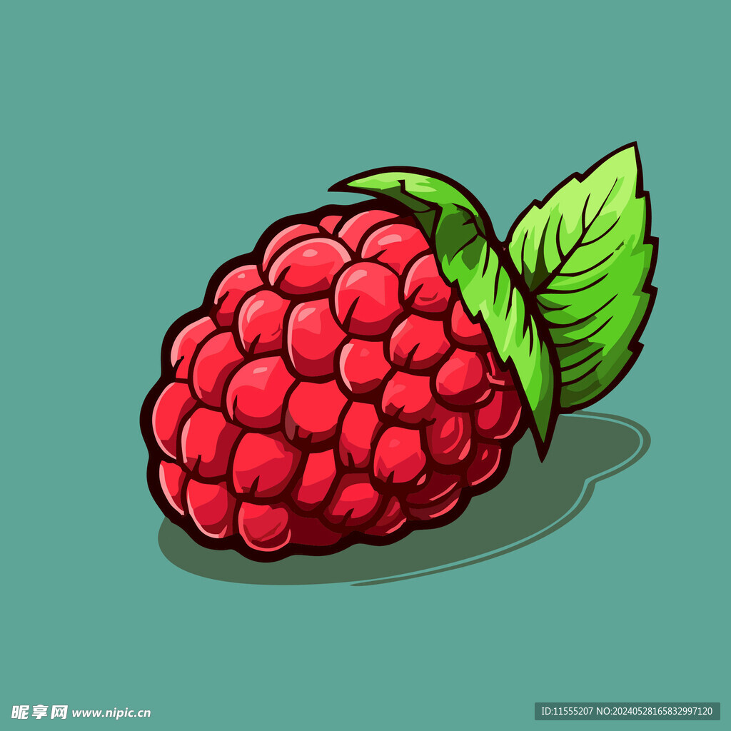 手绘树莓水果矢量插图卡通美食