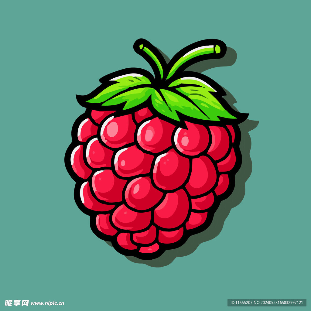 手绘树莓水果矢量插图卡通美食