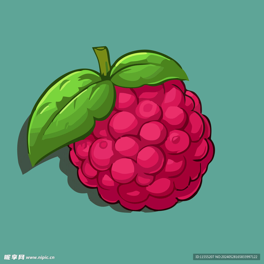 手绘树莓水果矢量插图卡通美食