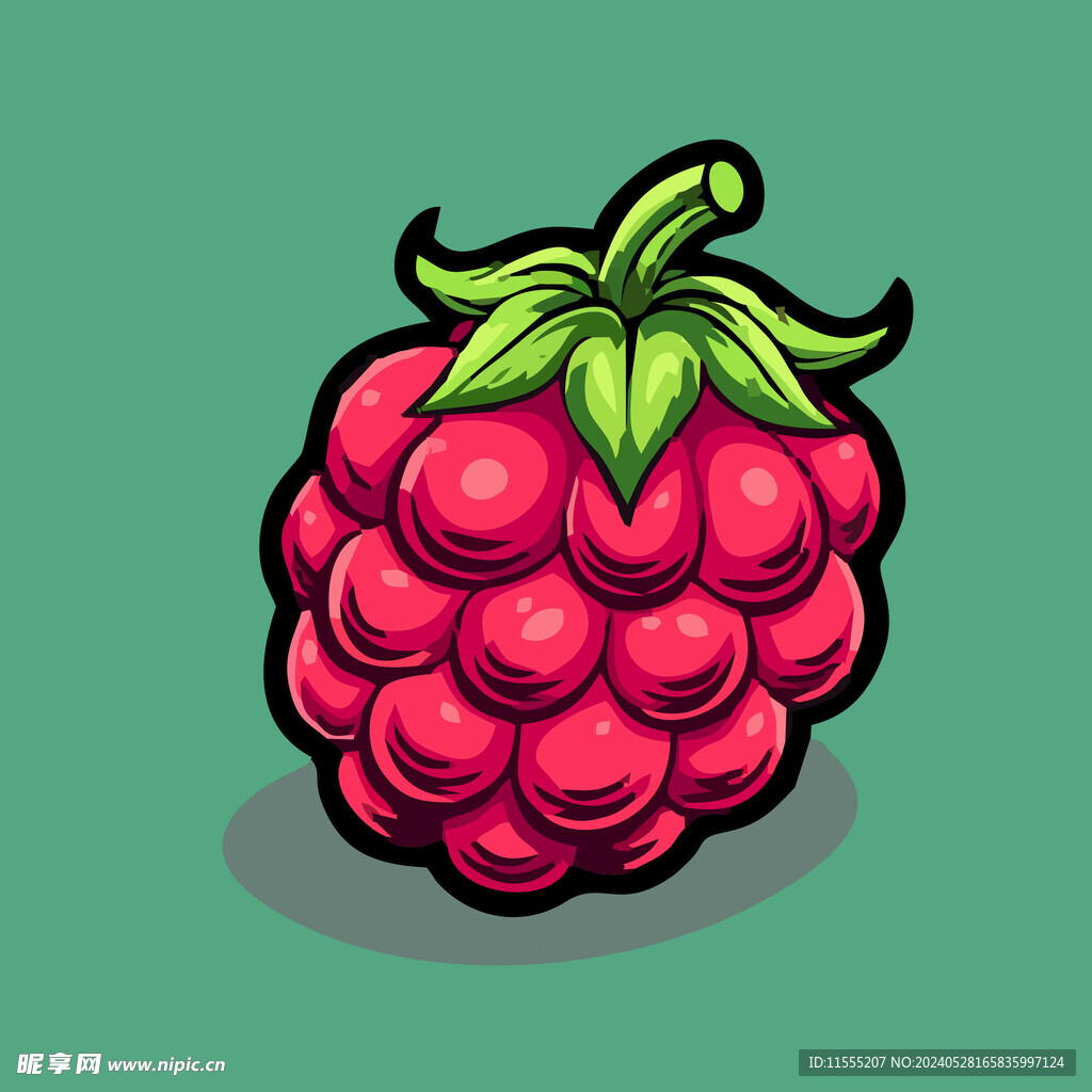 手绘树莓水果矢量插图卡通美食