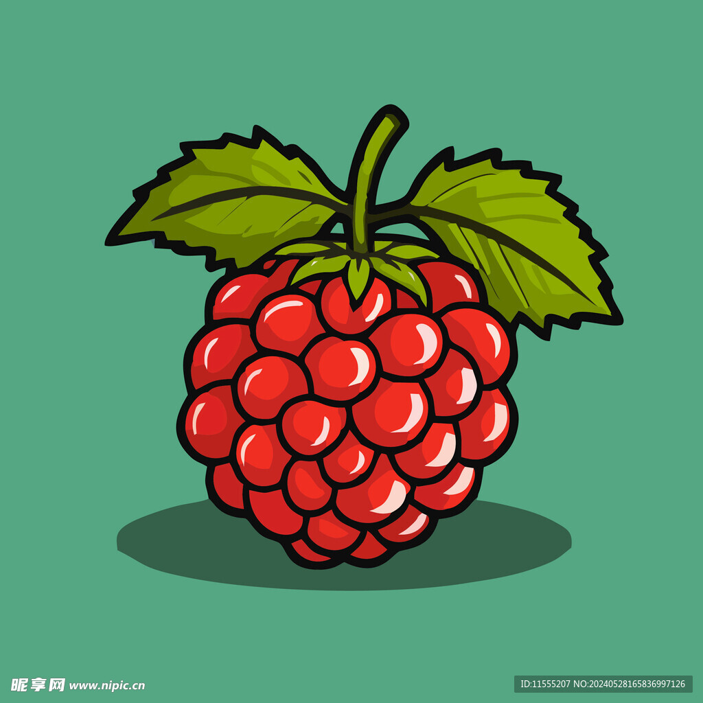 手绘树莓水果矢量插图卡通美食