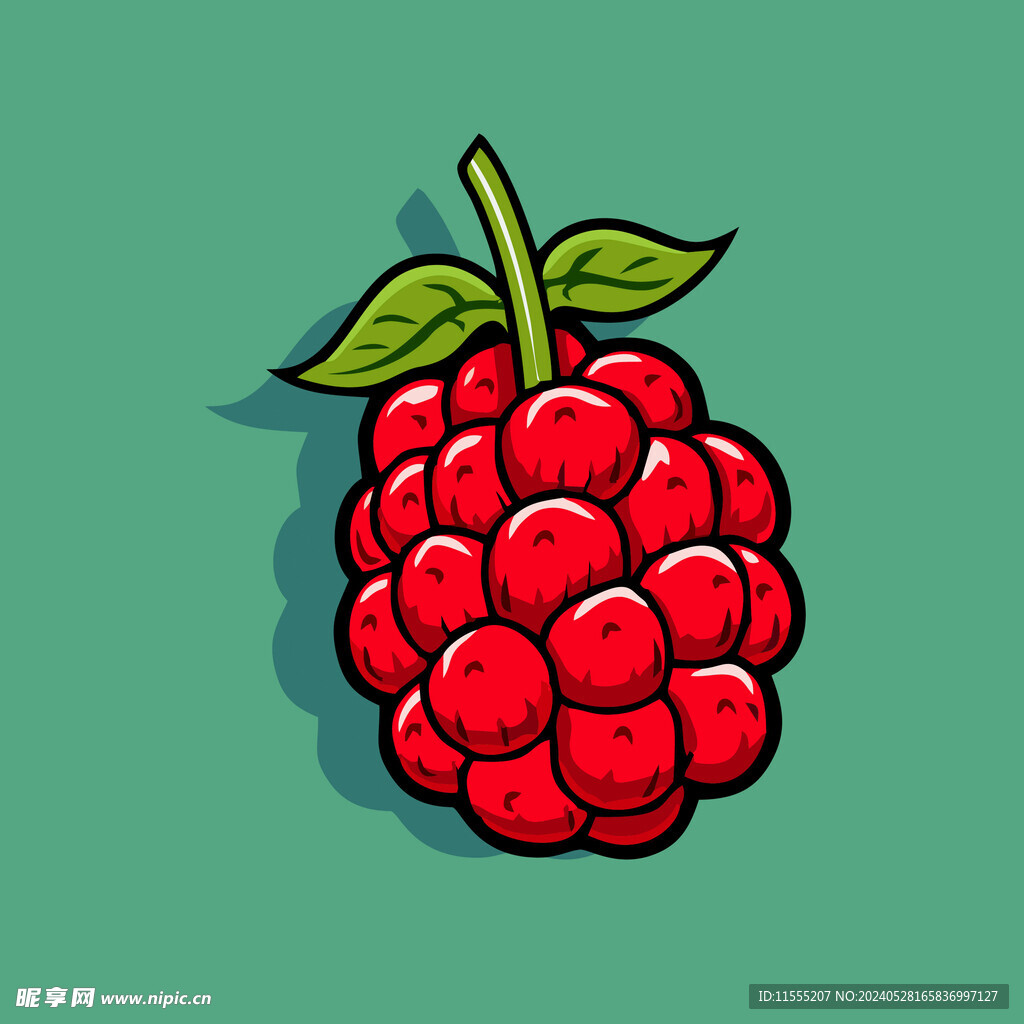 手绘树莓水果矢量插图卡通美食