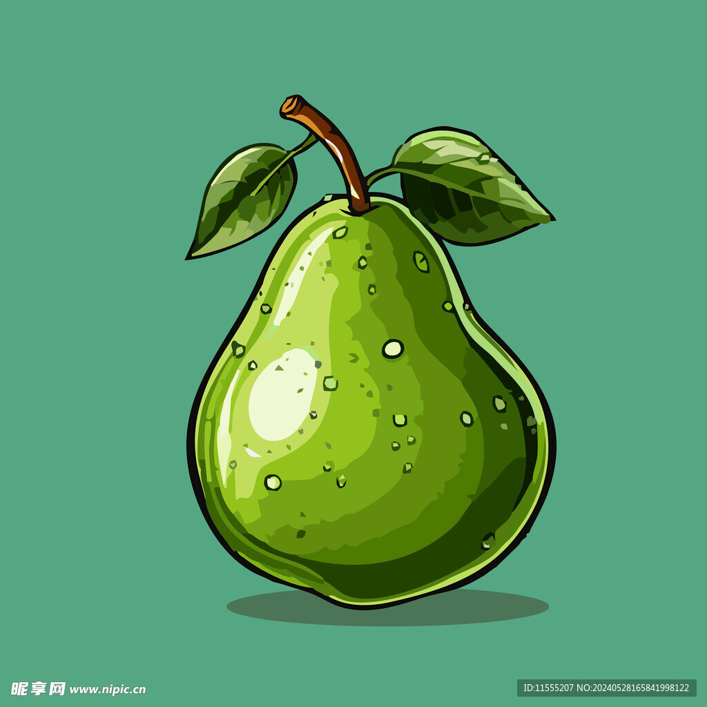 手绘黄梨卡通水果矢量插图